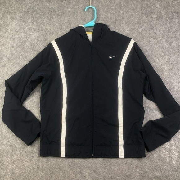Nike Hooded Windbreaker Gray Tag Size Medium Full Zip Center Swoosh Logo - Picture 1 of 11